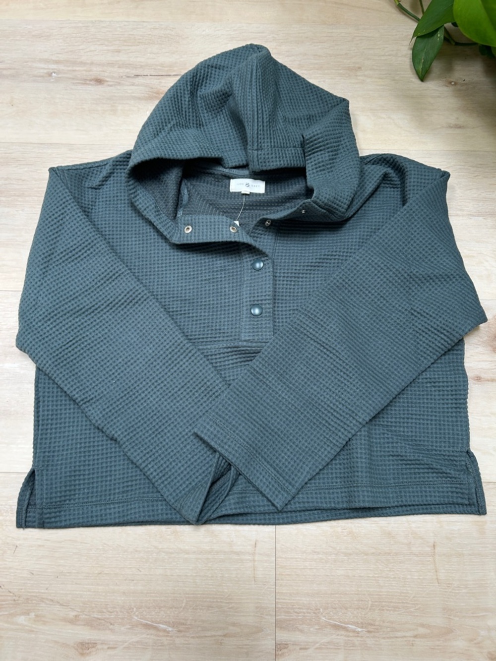 Lou & Grey Waffle-Knit Hoodie & Jogger Set - Dark Gray - Picture 2 of 7